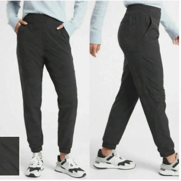 Athleta Brooklyn Camo Lined Jogger Black Textured 4 - Picture 1 of 9